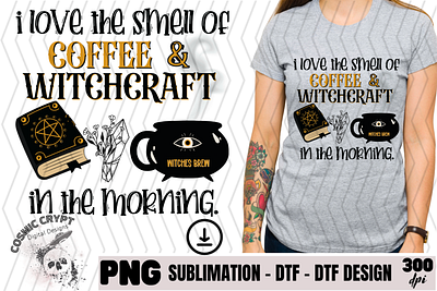 Coffee & Witchcraft brew coffee crystal cute design dtf dtg fun goth png popular shirt sublimation trend tumbler witch