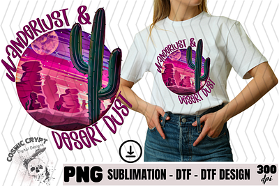 Wanderlust & Desert Dust - PNG Digital Design cactus colorful cute desert design digital dtf dtg fun pink png popular shirt sublimation trend tumbler wander