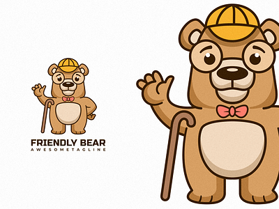 Friendly Bear Character Mascot bear character cute design illustration logo mascot