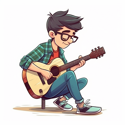 male playing guitar animal animation brand branding cartoon company design elegant illustration logo vector