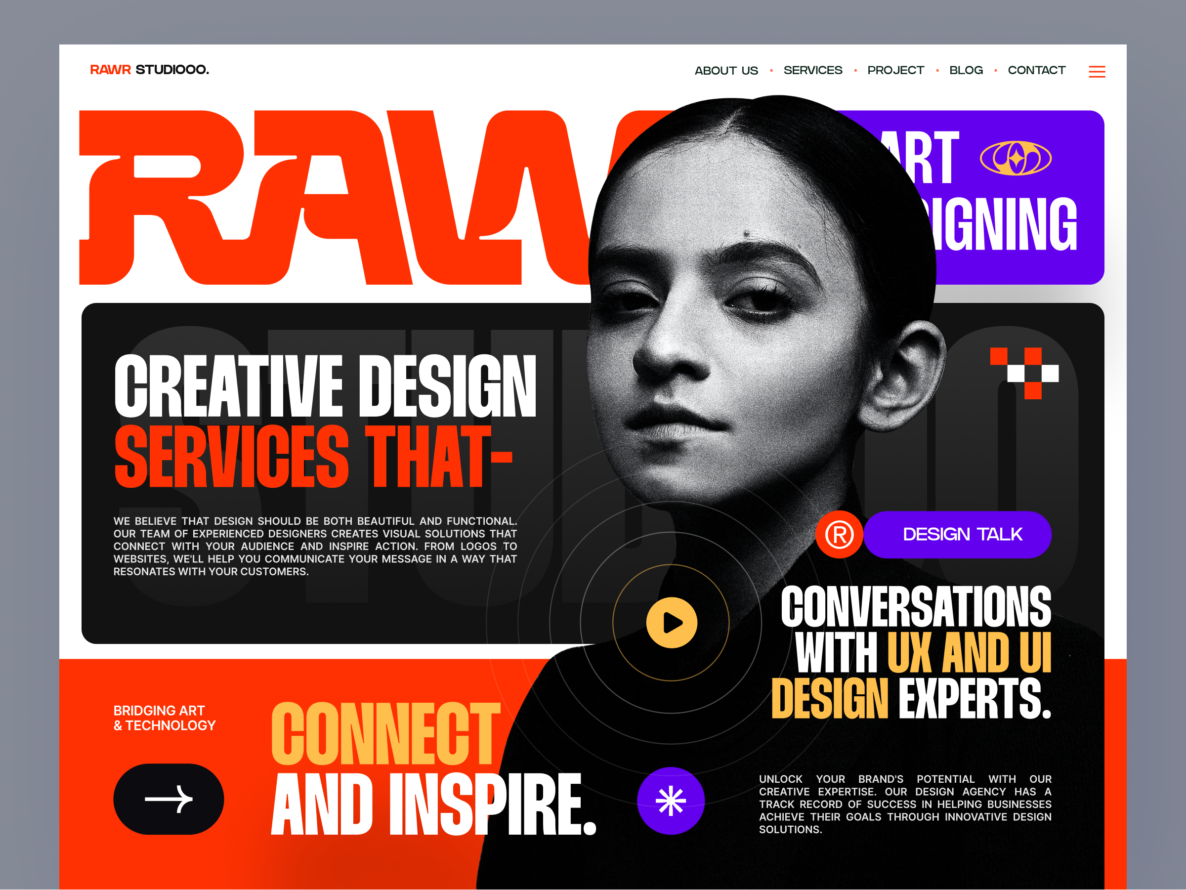 RAWR STUDIOOO - Creative Design Agency Website ✨ agency agency website creative agency digital agency home page homepage landing page landingpage layout design podcast typhography ui uidesign ux uxdesign web web design webdesign website website design