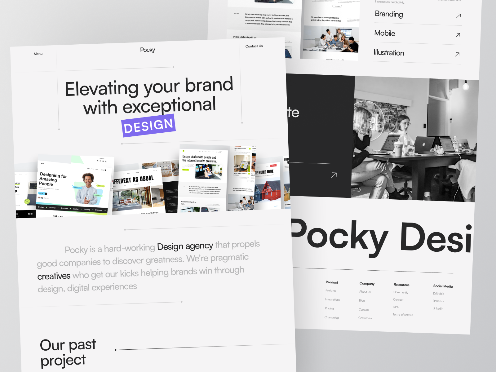 Pocky - Design Agency Landing Page agency agency landing page agency website business website clean company creative agency design agency digital agency digital marketing landing marketing agency minimalism modern portfolio saas seo agency studio ui webdesign
