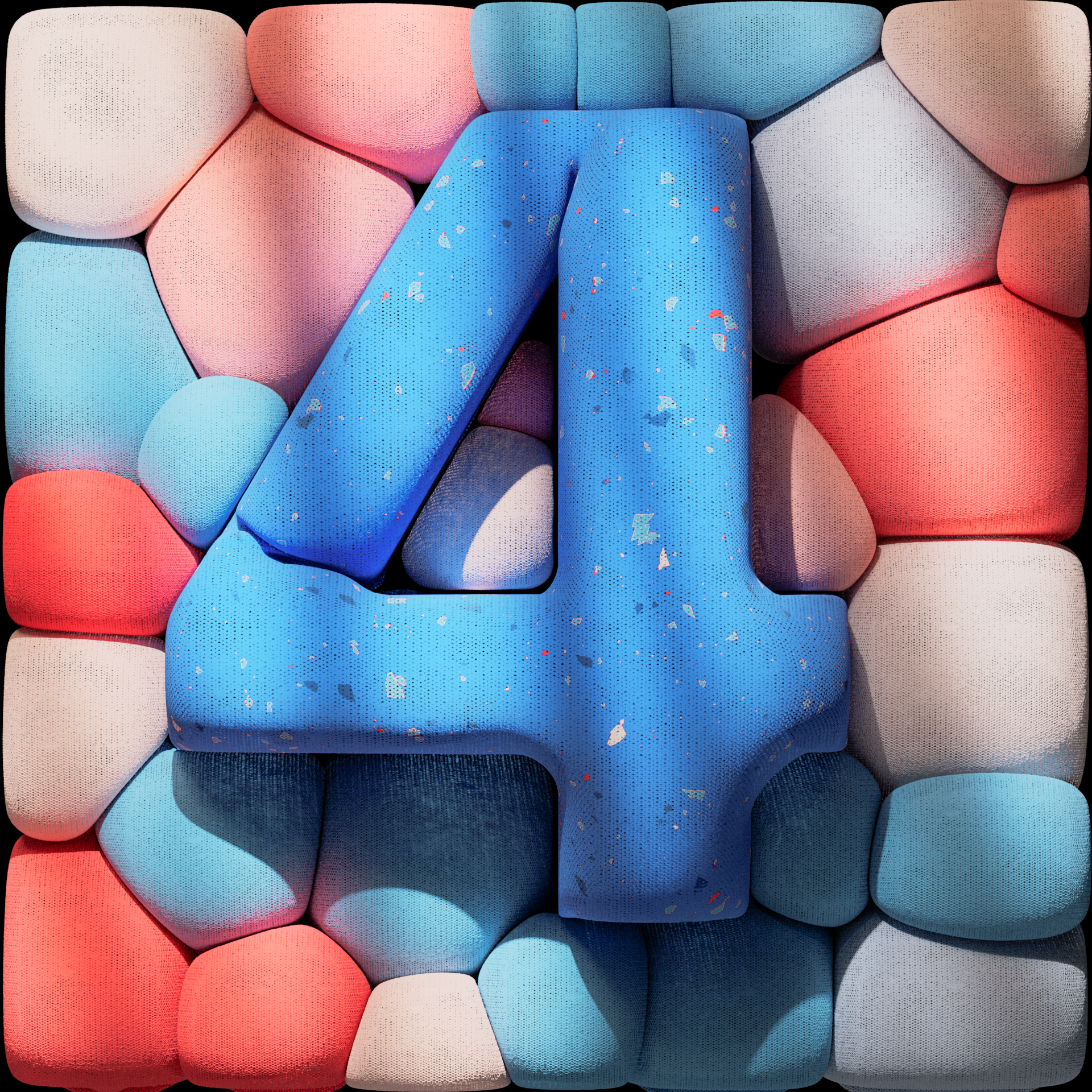 4 for 36Daysoftype 36daysoftype 3d 3dtype balloon c4d cgi cinema4d cloth design four numbers render