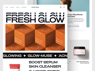 Glow-Muse: SkinCare Marketplace Landing Page beauty branding clean cosmetic store cosmetology design figma landing page marketplace natural product skin skin care skincare skincare store ui ux webdesign website website design