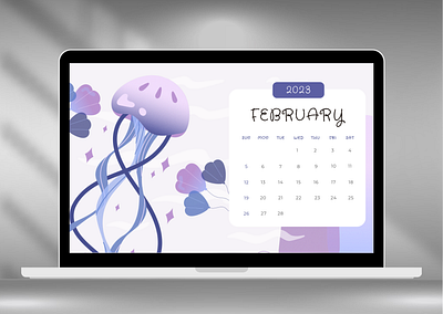 Purple Cute Jellyfish Desktop Wallpaper branding canva canvatemplate design design graphic v designer desktop graphic design wallpaper wallpaperd wallpapers