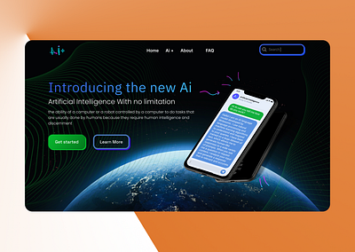 The landing page of a chatbot Ai Like Chat GPT ai branding chatbot chatgpt concept dark design flat graphic design illustration landing logo minimal openai product typography ui ux vector web