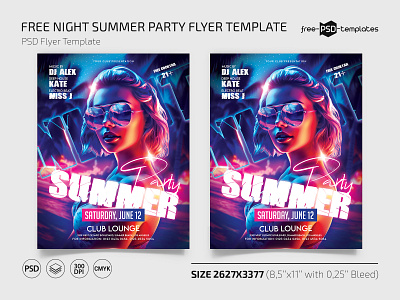 Free Night Summer Party Flyer event events flyer flyers free freebie night party partyflyer photoshop print psd summer template templates