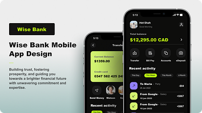 Wise Bank: Revamping the User Interface of a Banking App app branding design illustration ui ux website
