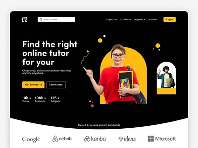 Online Course Landing Page clean design education education website header design homepage landing page learn learning platform minimal online course online education ui ux website design