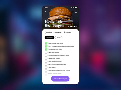 #040 Recipe - DailyUI app appdesign dailyui food recipe ui