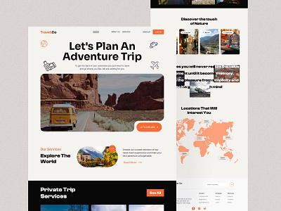 Travel Agency Landing page - Travel.Co agency destination explore hero section home homepage landing page tourism trav travel travel landing page traveling ui ui landing page design uiux ux vacation webdesign website