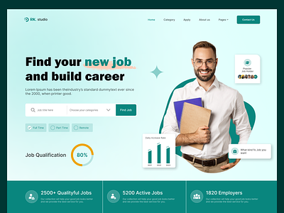 Job Finder Platform Website branding clean design employment figma find job hire job job finder job listing job marketplace job platform job portal job search laandingpage minimal ui ui design website work finder