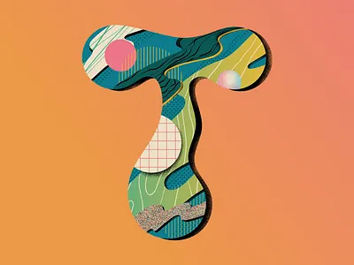 'T' for 36 Days of Type 36daysoftype abstract challenge concept contemporary design flat gradients illustration illustrator lettering letters patterns texture type vector
