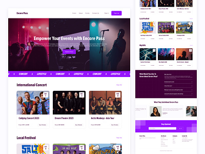 Encore Pass - Concert Website clean concert design event home page landing page minimalist music ticket ui ux web web design website