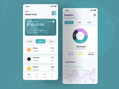 Finance Mobile App Design - Fin-Tech animation app design banking branding crypto currency currency finance finance app fintech fintech app graphic design mobile mobile app mobile app design mobile app ui motion graphics trending ui ui design ux design