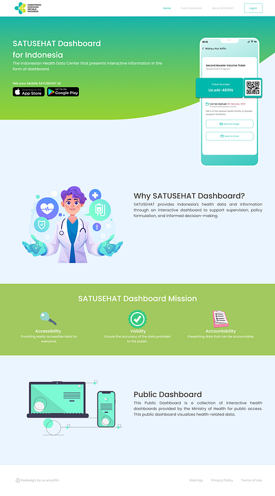 SATUSEHAT Redesign - Health Information System Landing Page app design health health app idea landing page typography ui uiux web landing page