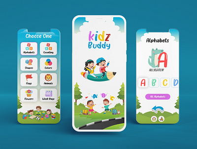 Kids Buddy Mobile App app design application graphic design kids learning ui