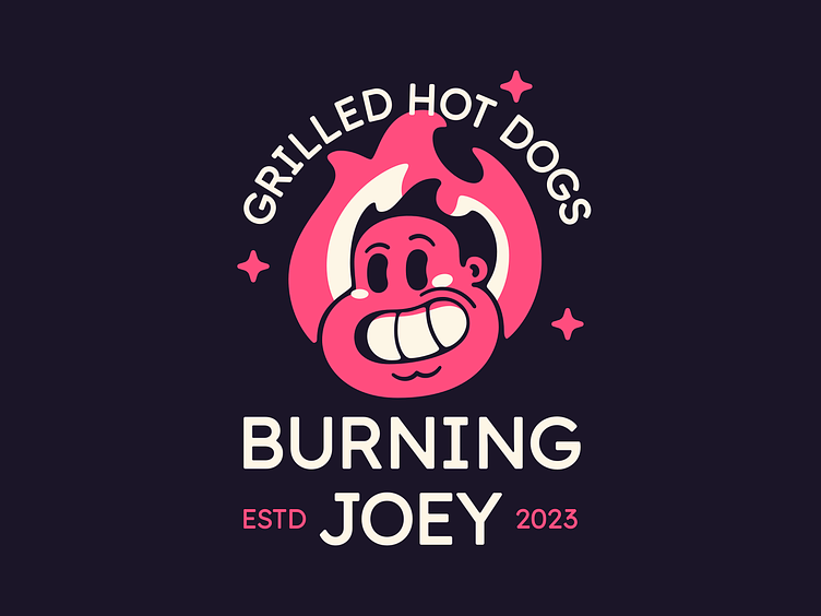 Logo for hot dog fast food restaurant Burning Joey