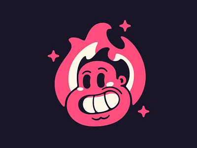 Burning Joey affinity designer branding cartoon character fast food fire flame grill hot dog logo mascot restaurant retro vector