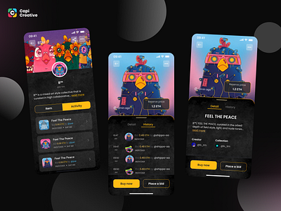 BeeNFTs App - Mobile App Design Concept app design mobile app mobile app design nft nft app nft app design nft product nft trading page nfts ui ui design uiux