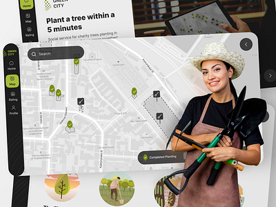 Green City - charity tree planting platform website charity design eco ecology map ui ux web website