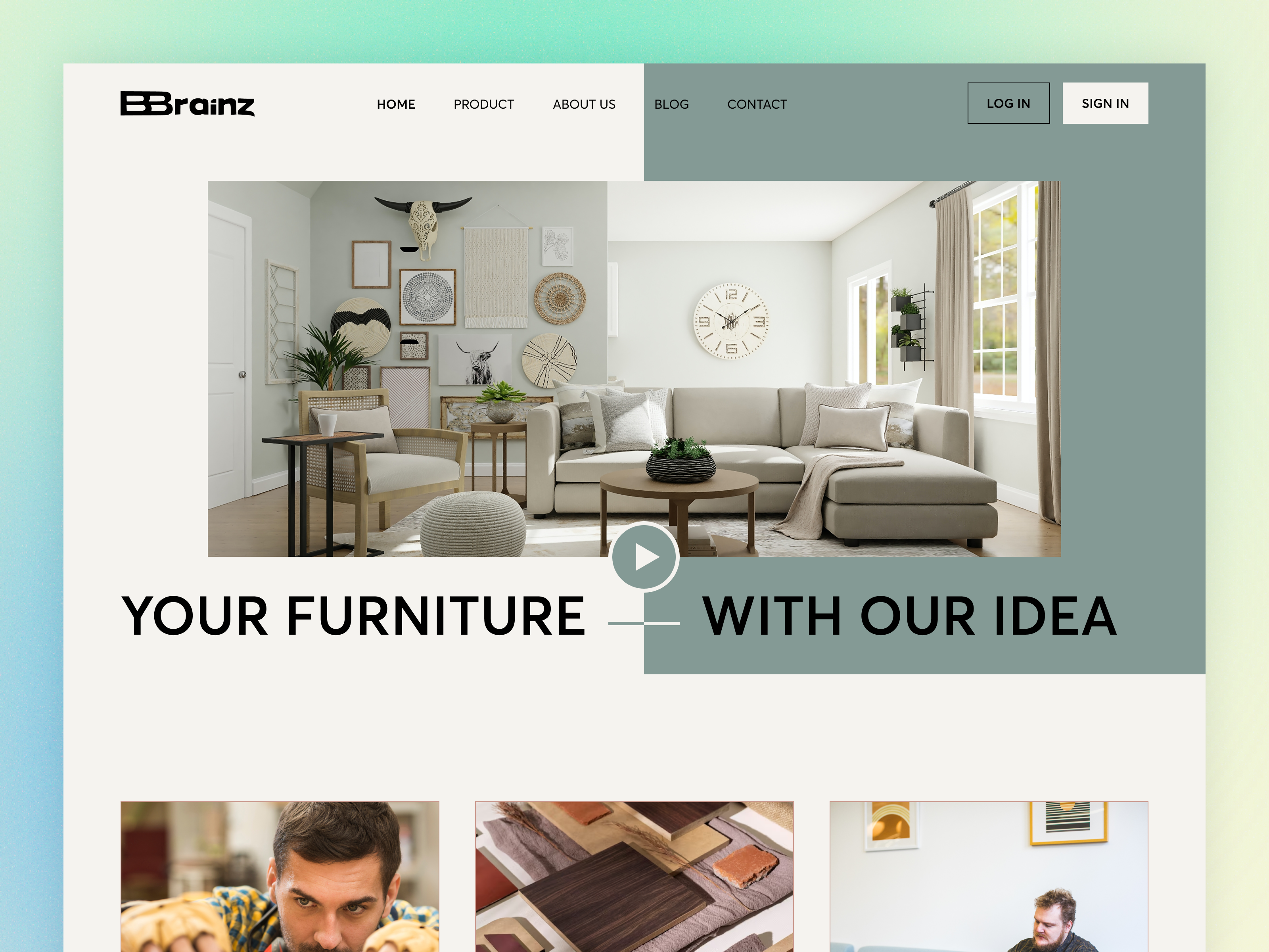 Furniture Website Landing Page - Hero Header bbrainz blockchain clean crypto cryptocurrency defi design e commerce furniture interior marketplace modern shop store ui uiux ux web web design website