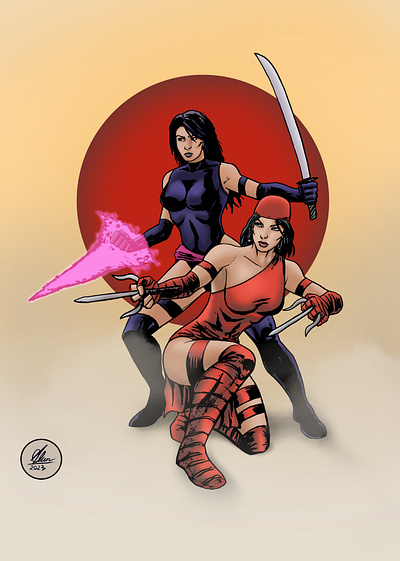 Elektra & Psylocke artist artwork book book cover character illustration comic artist comic book comic style cover artist cover book cover layout design drawing editor graphic design illustration layout logo publisher sketch