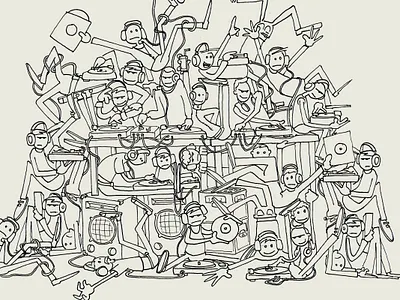 Bunch of DJs cartoon character design comic design dj hand drawn illustration people