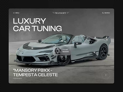 Mansory home page redesign animation design home page homepage interface lux motion ui ui design uidesign uiux ux web design animation