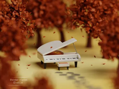 Piano 🎹 3d 3d illlustration 3d render depth of field design fall illustration isometric low poly piano
