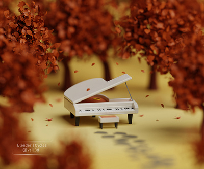 Piano 🎹 3d 3d illlustration 3d render depth of field design fall illustration isometric low poly piano
