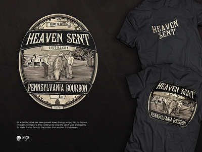 Heaven Sent Distillery Pennsylvania Bourbon brand identity branding design design studio hand drawing hand drawn illustration logo logo design vintage vintage logo