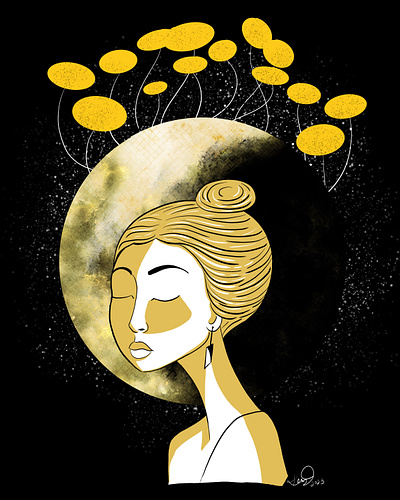Golden Girl design graphic design illustration moon