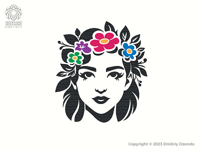 Girl And Nature Logo beauty branding face flowers girl logo nature woman