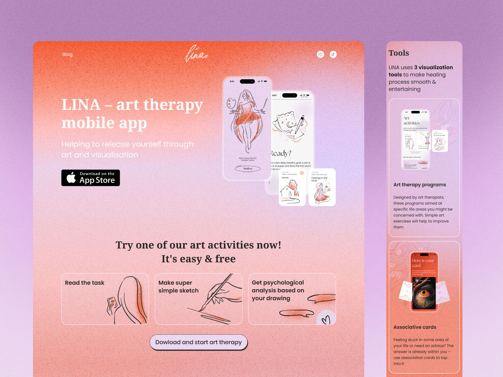 LINA App | Landing Page design landingpage ui ux web webdesign
