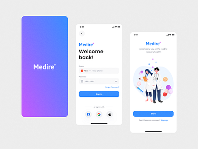 Medire - Health Care Mobile Application app design application health health app healthcare login login mobile app login screen medical app medire medire app medire application mobile application ui ui app design ui application ui design uiux mobile uiux mobile app