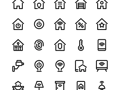 Smart home icon set automation design icon icon design icon set iconography icons illustration internet of things logo smart home ui vector