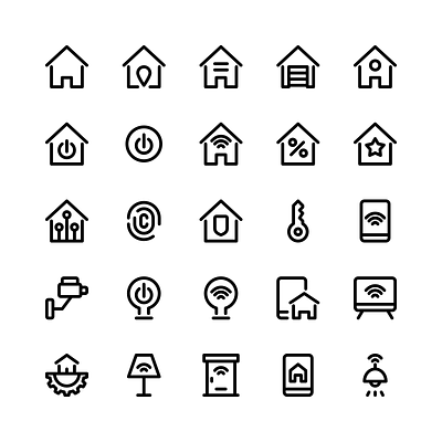 Smart home icon set automation design icon icon design icon set iconography icons illustration internet of things logo smart home ui vector