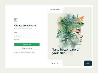 ✦ TheSprkl / Create account branding create account design design system figma2webflow illustration modern registration sign up thesprkl ui ux webflow website