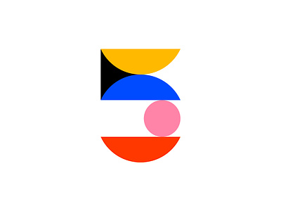 Five for #36daysoftype ( for sale ) 5 55 balance branding circle colorful focus geometric geometry icon lettering logo logotype number original smart type unique web3