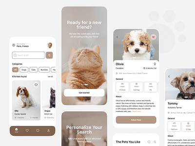 🐾 PawfectMatch - Pet Adoption Mobile App animal app cat concept design dog mobile ui ux