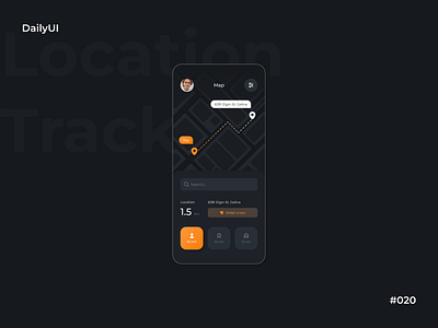 DailyUI #020 - Location Tracker ⚡️ app branding dailyui dailyuichallenge dark design graphic design illustration location location tracker logo tracker ui vector