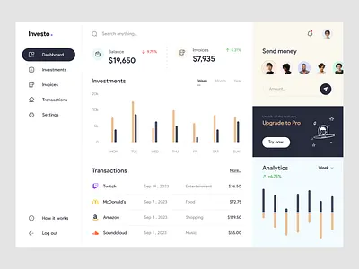 Investment Dashboard UI admin panel application best design cashflow managment dashboard dashboard ui design finance finance application finance dashboard finance design fintech website interface investing dashboard investment product ui ux web app web design