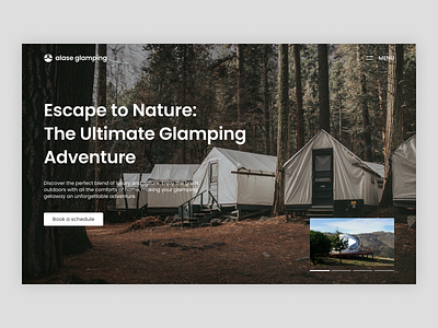 Alase Glamping - Hero Section glamping landing page uiux design web design website