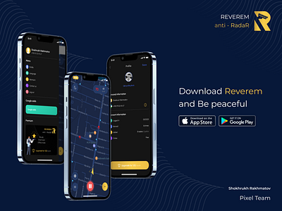 Reverem anti radar application animation app branding design illustration logo mobile ui ux vector