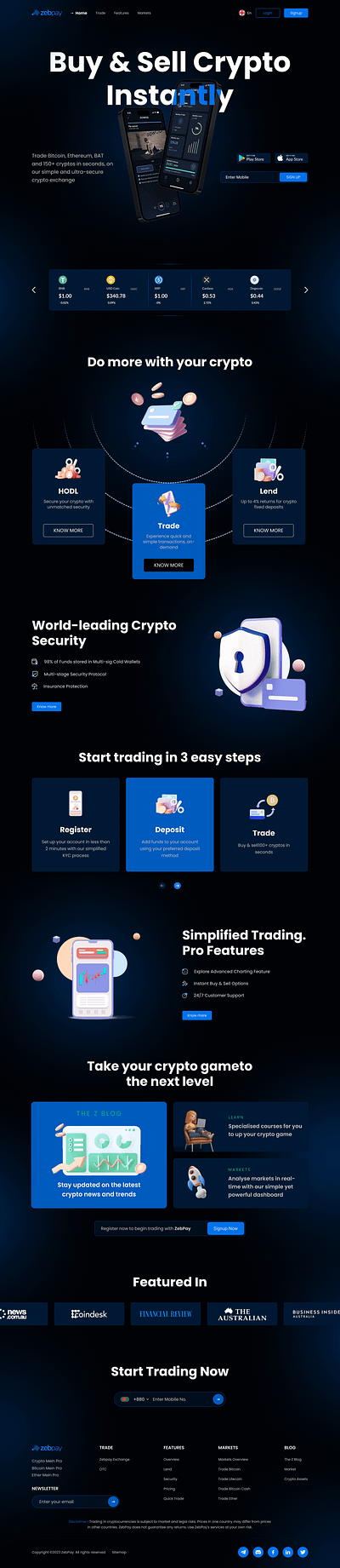 Trading Crypto Exchange Landing Page 3d animation bitcoin branding design graphic design illustration logo ui website