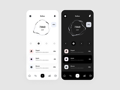 Fintech app app appdesign branding dark theme design fintech graphic design illustration light theme logo ui ux vector