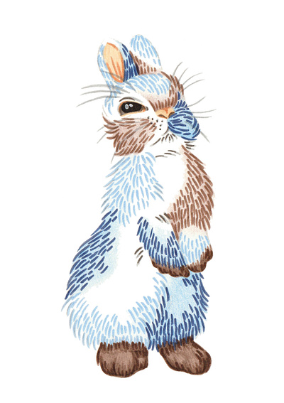 Blue and Brown Rabbit animal art artist artpiece artwork bunny character cute design drawing easter illustration illustrator pet rabbit spring