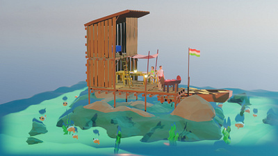 Low poly sea shack 3d 3dart blender blender3d concept conceptart digitalart