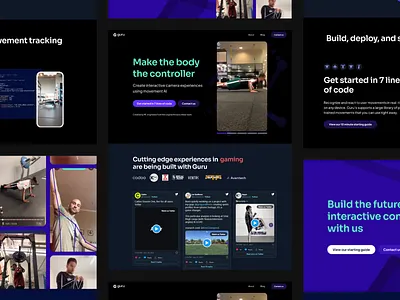 Guru landing page darkmode ai api b2b branding darkmode fitness landing page webflow